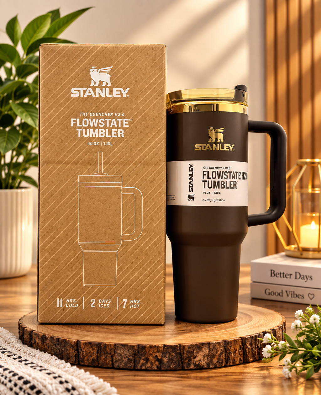 Chocolate Gold Brown Stanley - Cup Tumbler Quencher H2.0 Tumbler 40oz