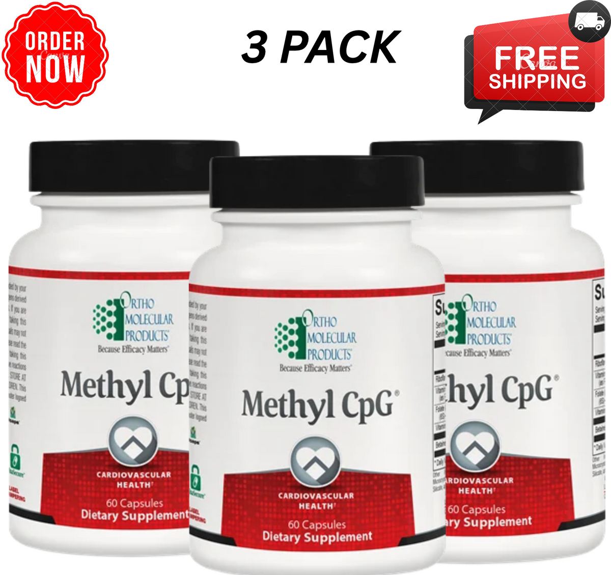 3 Pack Methyl CPG Ortho Molecular Products Cardiovascular 60 Capsules