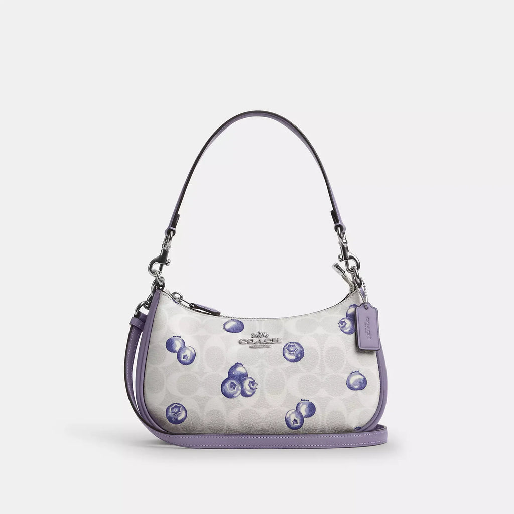 COACH CR292 Teri 2way Shoulder Signature Canvas Blueberry Print Outlet