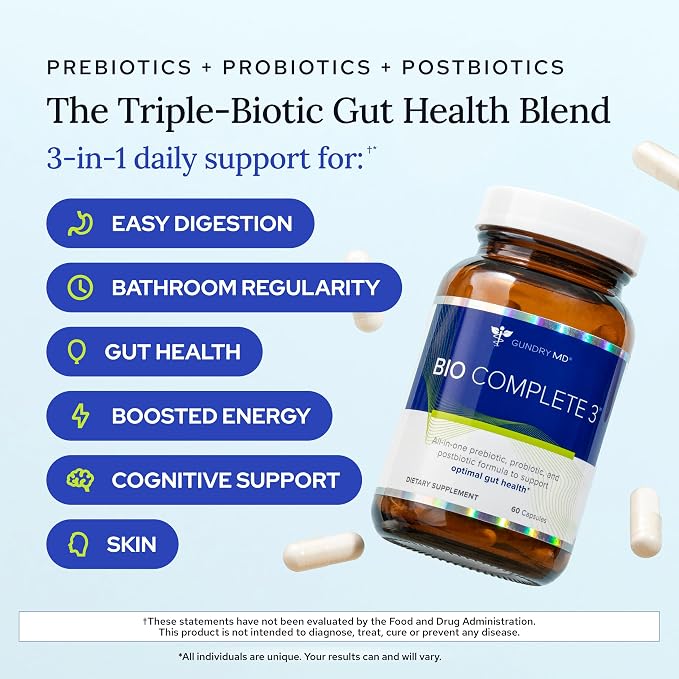 Gundry MD Bio Complete 3 Prebiotic Probiotic Postbiotic – 30 Day Supply