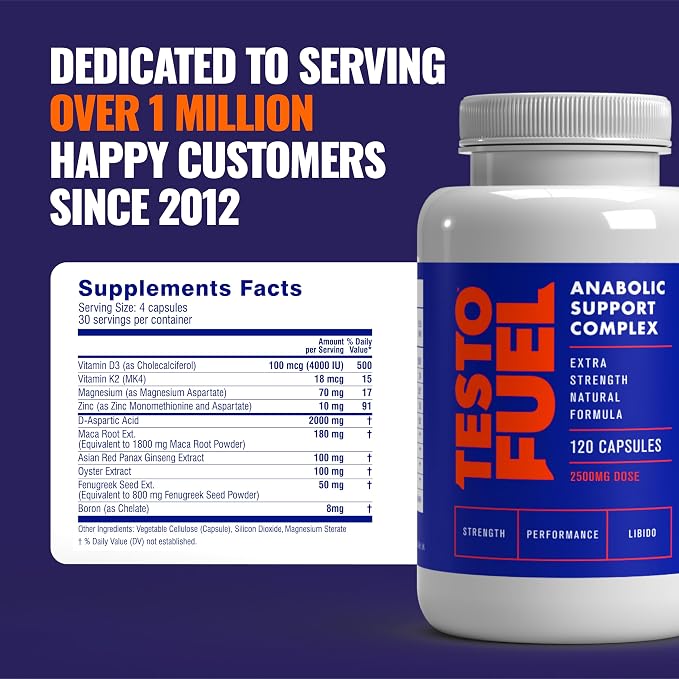 TestoFuel T-Booster Test Booster for Men 100% Natural 120 Capsules