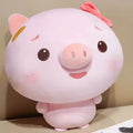 Super Soft Fluffy Pink Pig Plush With Bow Cute Cartoon Stuffed Comfortable Piggy Pillow