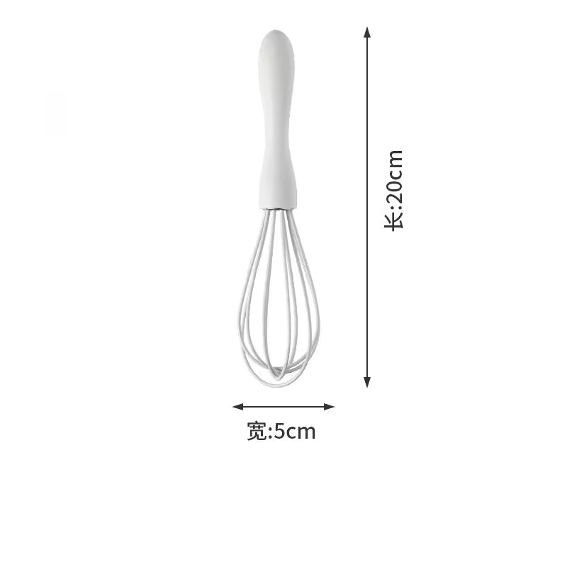 White Manual Silicone Whisk Hand-Held Baking Mixing Tool Baking Tool Set Cooking Kitchen Tools