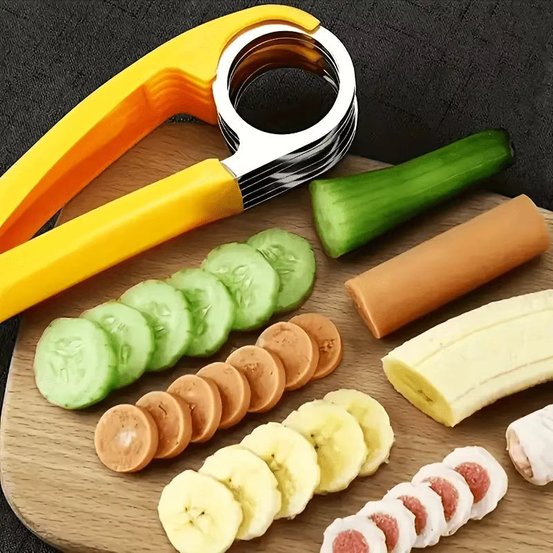 1pc Stainless Steel Manual Slicer - Food-Safe, Easy-to-Use, Round Blade for Bananas