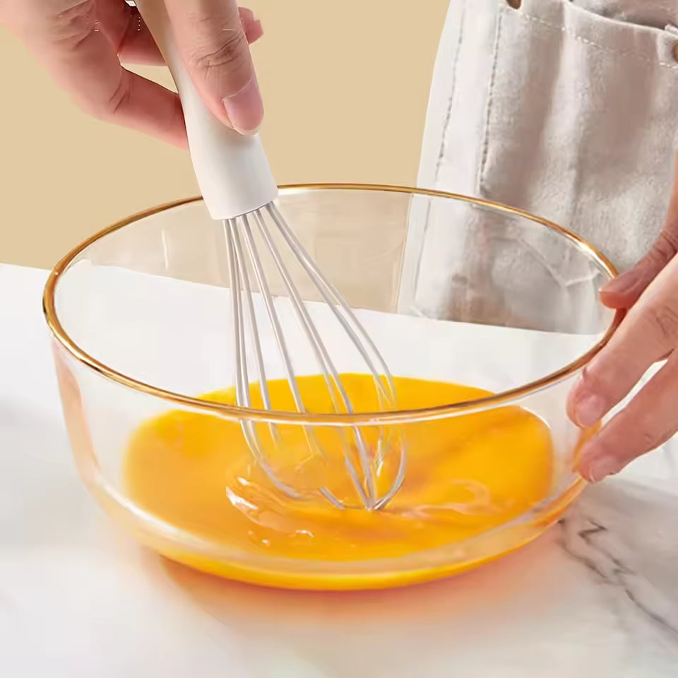 White Manual Silicone Whisk Hand-Held Baking Mixing Tool Baking Tool Set Cooking Kitchen Tools