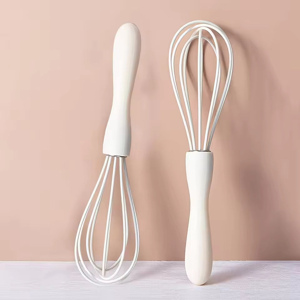White Manual Silicone Whisk Hand-Held Baking Mixing Tool Baking Tool Set Cooking Kitchen Tools