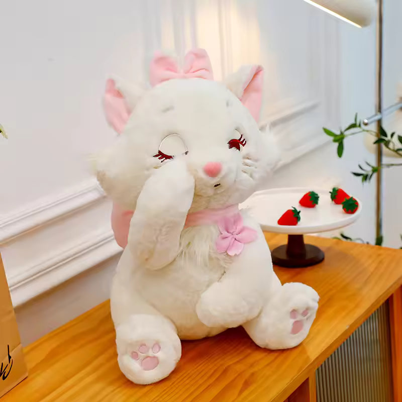 30cm Marie Cat Plush Dolls The Aristocats Cartoon Sleepy Face Marie Bow Plushies Doll