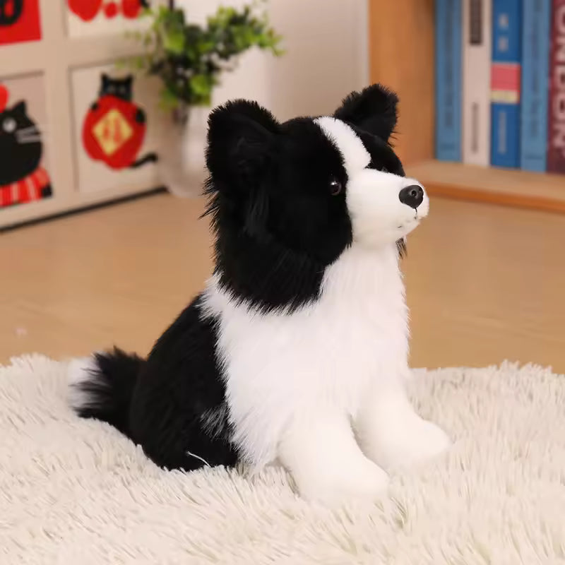 Simulation Border Collie Stuffed Lifelike Plush Toy Smart Dog Pet