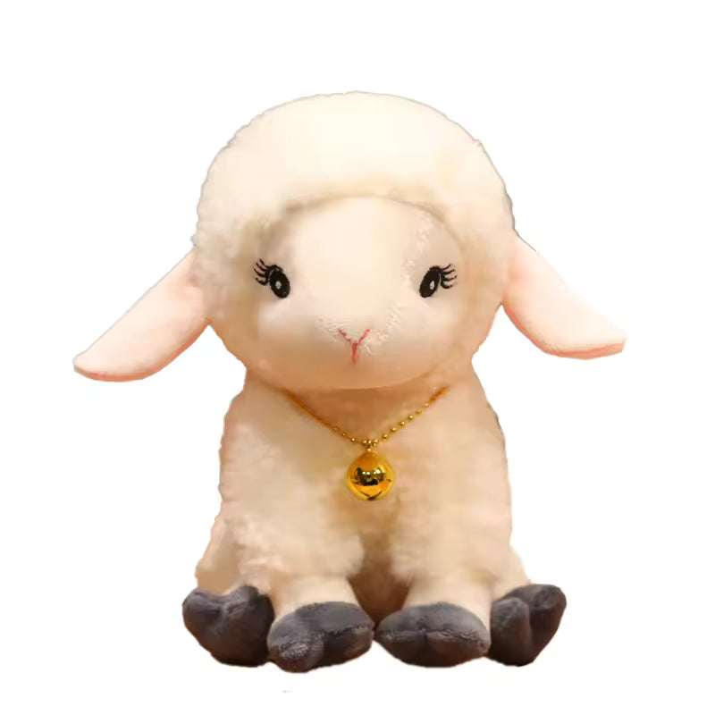 Cute Bell Necklace Sheep Long Ear Sitting Stuffed Animal