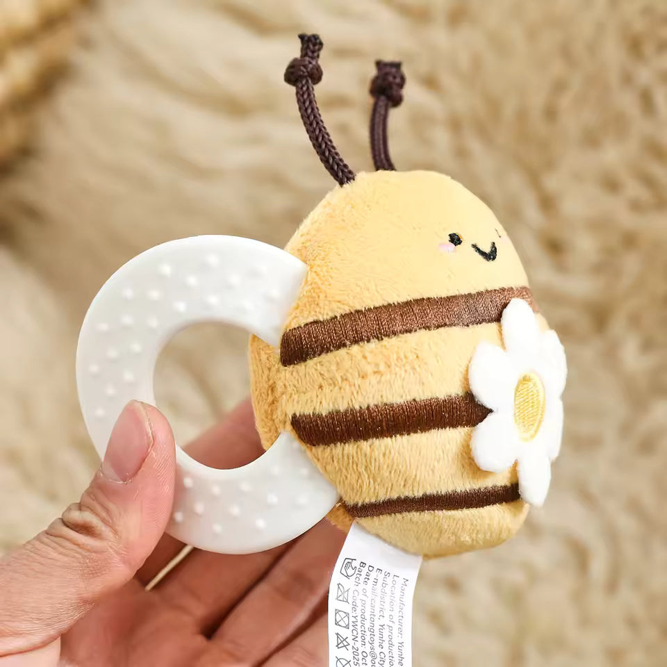 Plush Bee Rattle Cartoon Bee Doll 0-12 Months Baby Toys Soft Multifunctional,Cute Animal