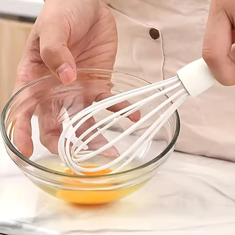 White Manual Silicone Whisk Hand-Held Baking Mixing Tool Baking Tool Set Cooking Kitchen Tools