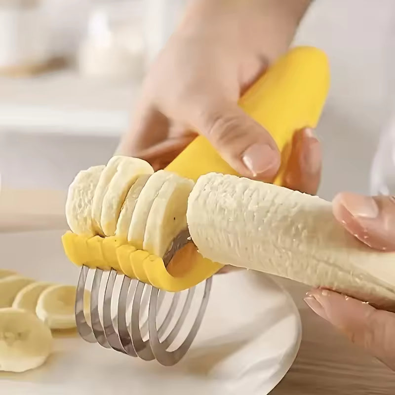 1pc Stainless Steel Manual Slicer - Food-Safe, Easy-to-Use, Round Blade for Bananas