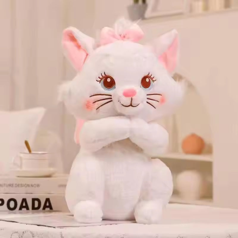 30cm Marie Cat Plush Dolls The Aristocats Cartoon Sleepy Face Marie Bow Plushies Doll