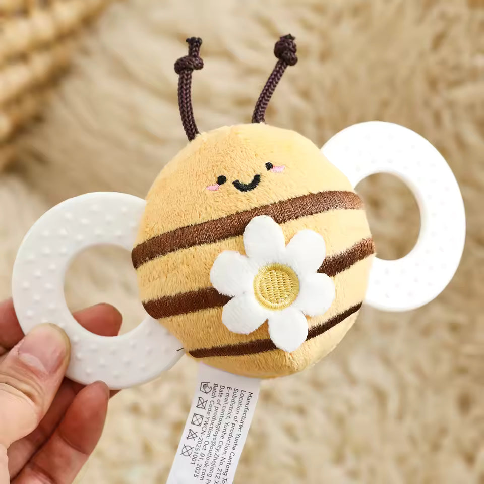 Plush Bee Rattle Cartoon Bee Doll 0-12 Months Baby Toys Soft Multifunctional,Cute Animal