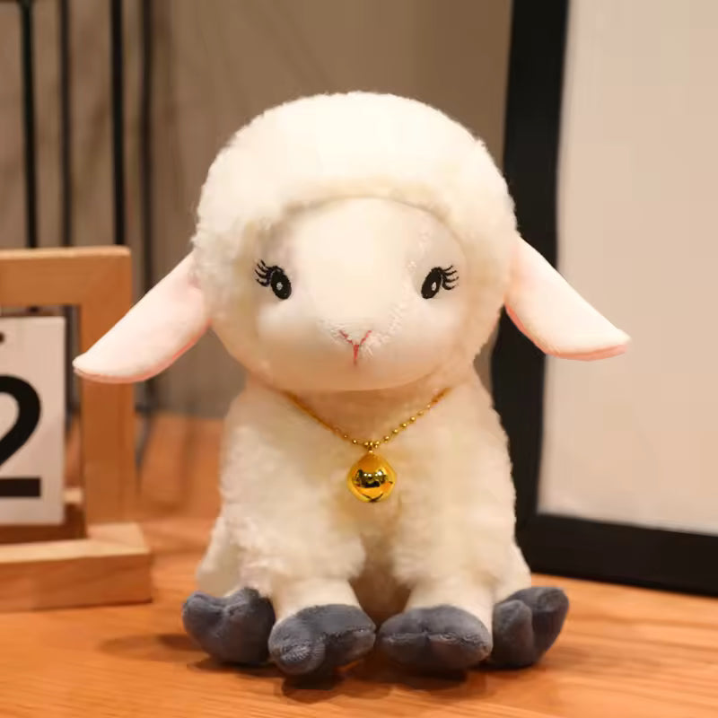 Cute Bell Necklace Sheep Long Ear Sitting Stuffed Animal