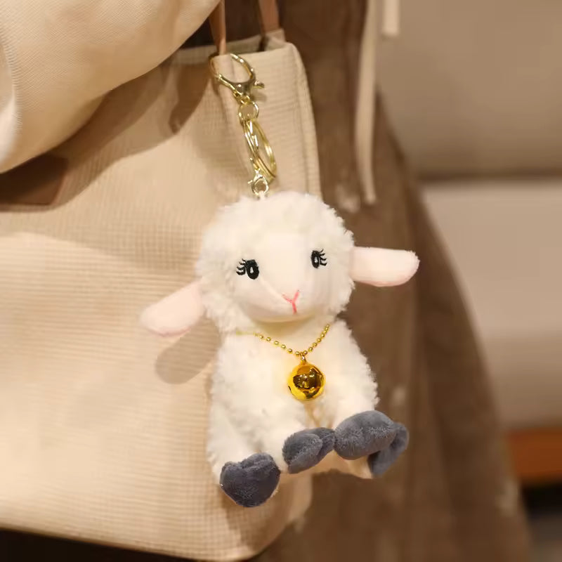 Cute Bell Necklace Sheep Long Ear Sitting Stuffed Animal