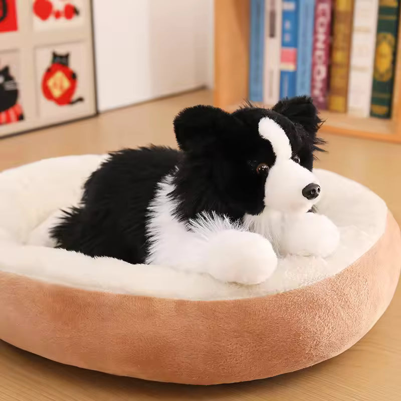 Simulation Border Collie Stuffed Lifelike Plush Toy Smart Dog Pet