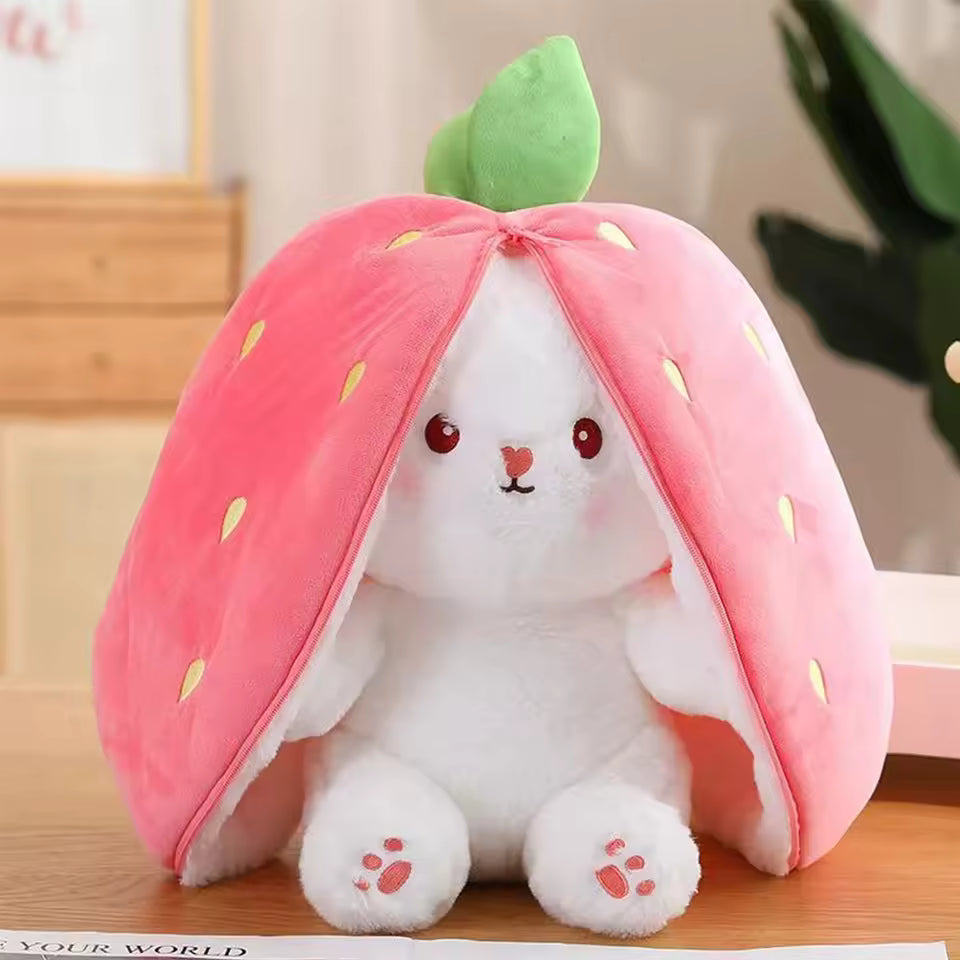 Cute Deformed Rabbit Plush Toy Strawberry Carrot Style 18CM/25CM/35CM