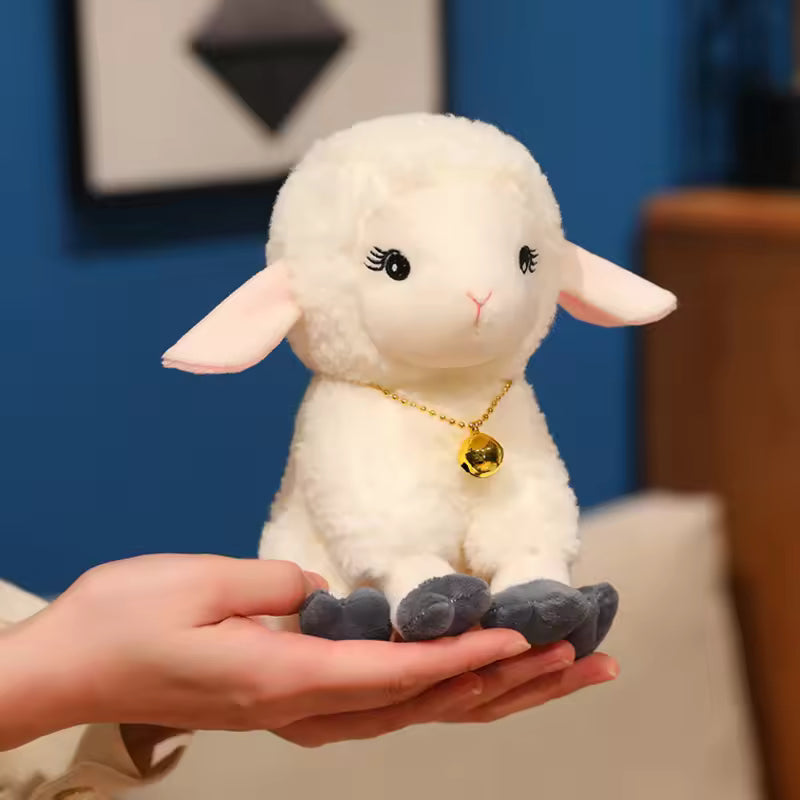 Cute Bell Necklace Sheep Long Ear Sitting Stuffed Animal