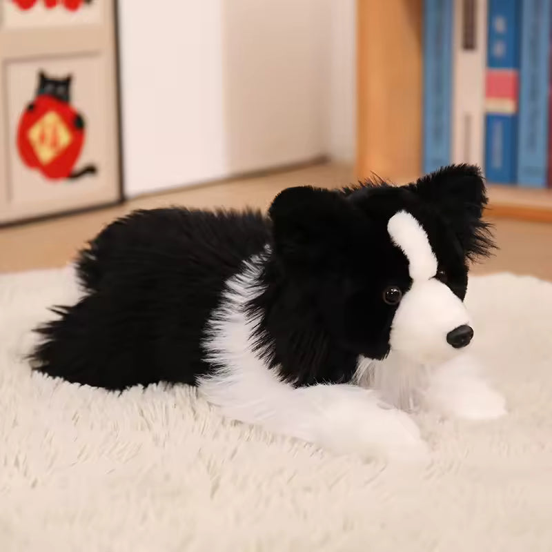 Simulation Border Collie Stuffed Lifelike Plush Toy Smart Dog Pet