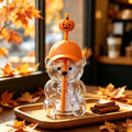 Starbucks Halloween Bearista Bear 20oz Glass Tumbler Pumpkin Topper