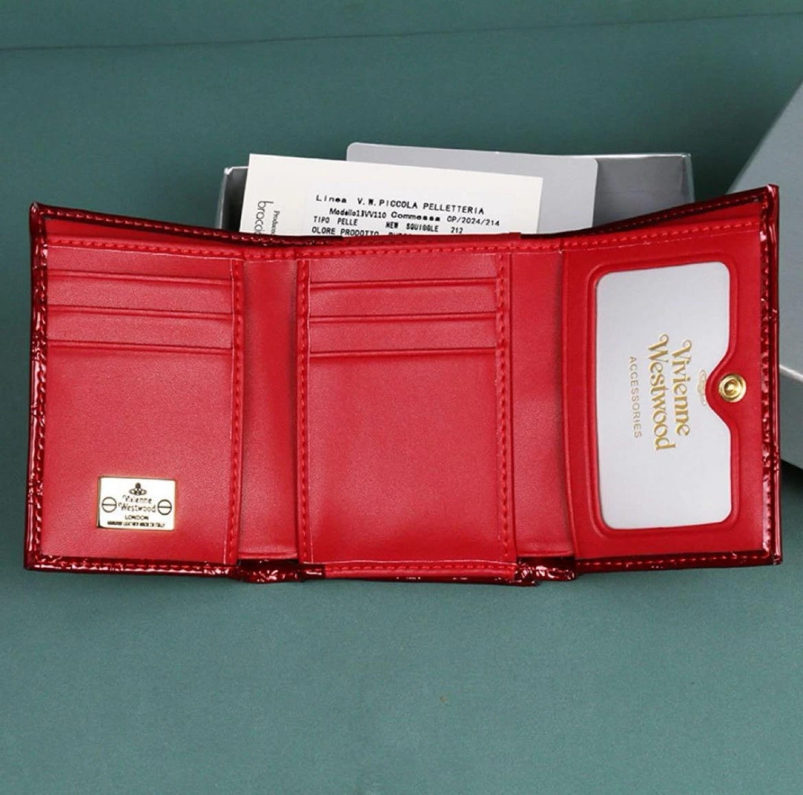 Vivienne Westwood Tri-fold Wallet Red Enamel Orb Outlet