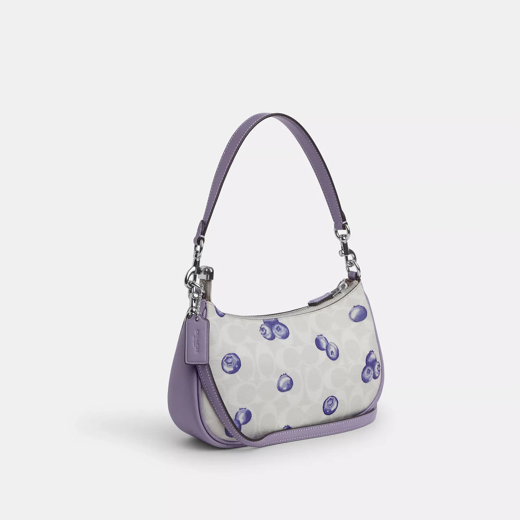 COACH CR292 Teri 2way Shoulder Signature Canvas Blueberry Print Outlet