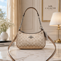 Coach Teri Shoulder Bag In Signature Canvas Silver /Sand/Taupe CV933 NWT