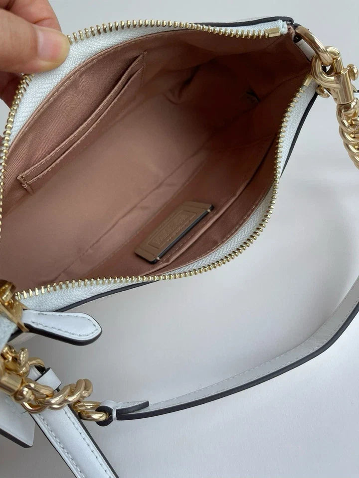 Coach Teri 2-Way Shoulder Bag in Signature Coated Canvas – White CA548 Crossbody Purse