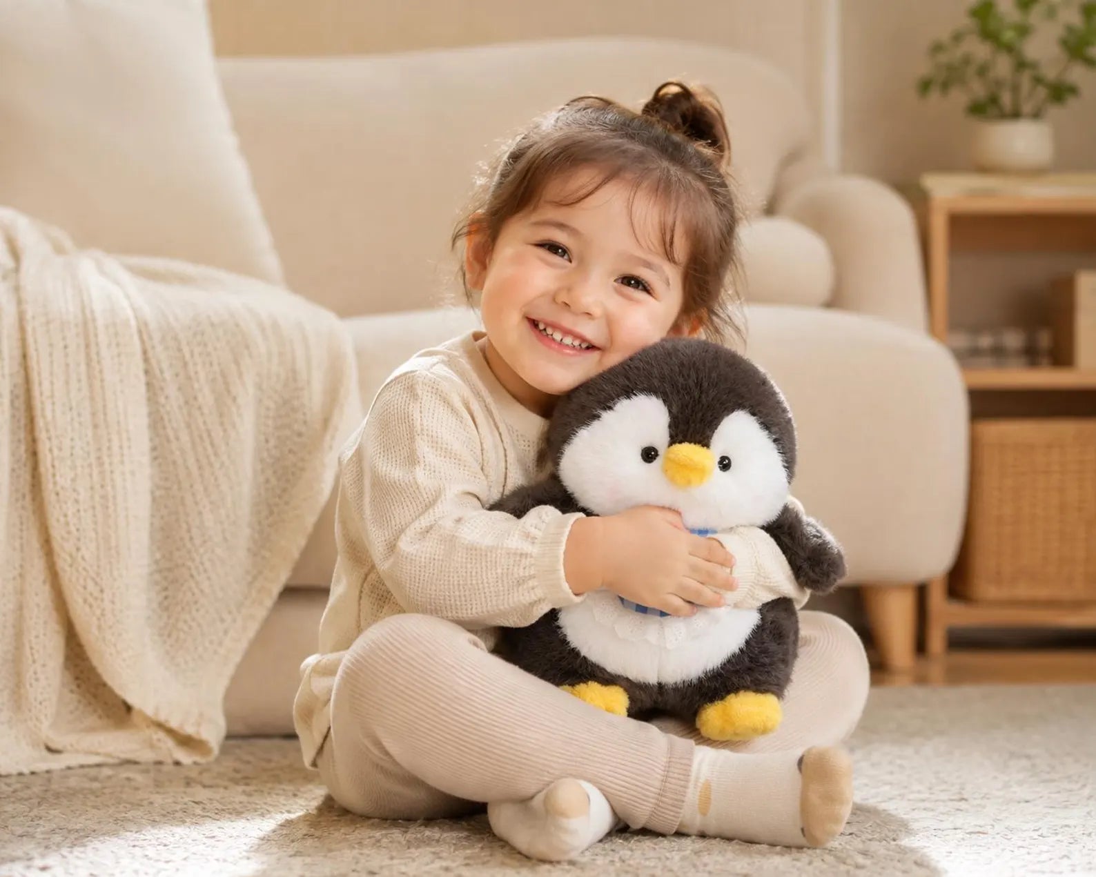 Bib Penguin Plush Toy | Soft Short-Plush Stuffed Animal, PP Cotton Filling