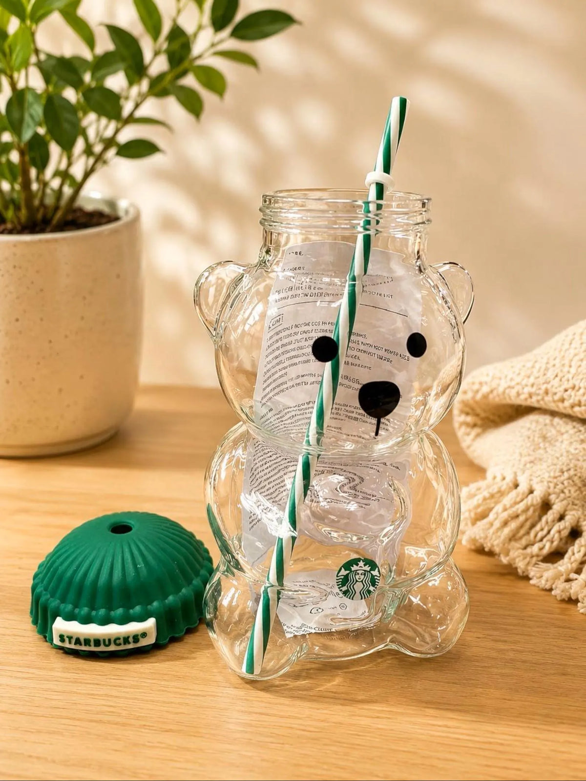 Starbucks Bear Bearista Cup with Straw, Cute Bear Iced Coffee Cup, Reusable Cold Drink Cup,