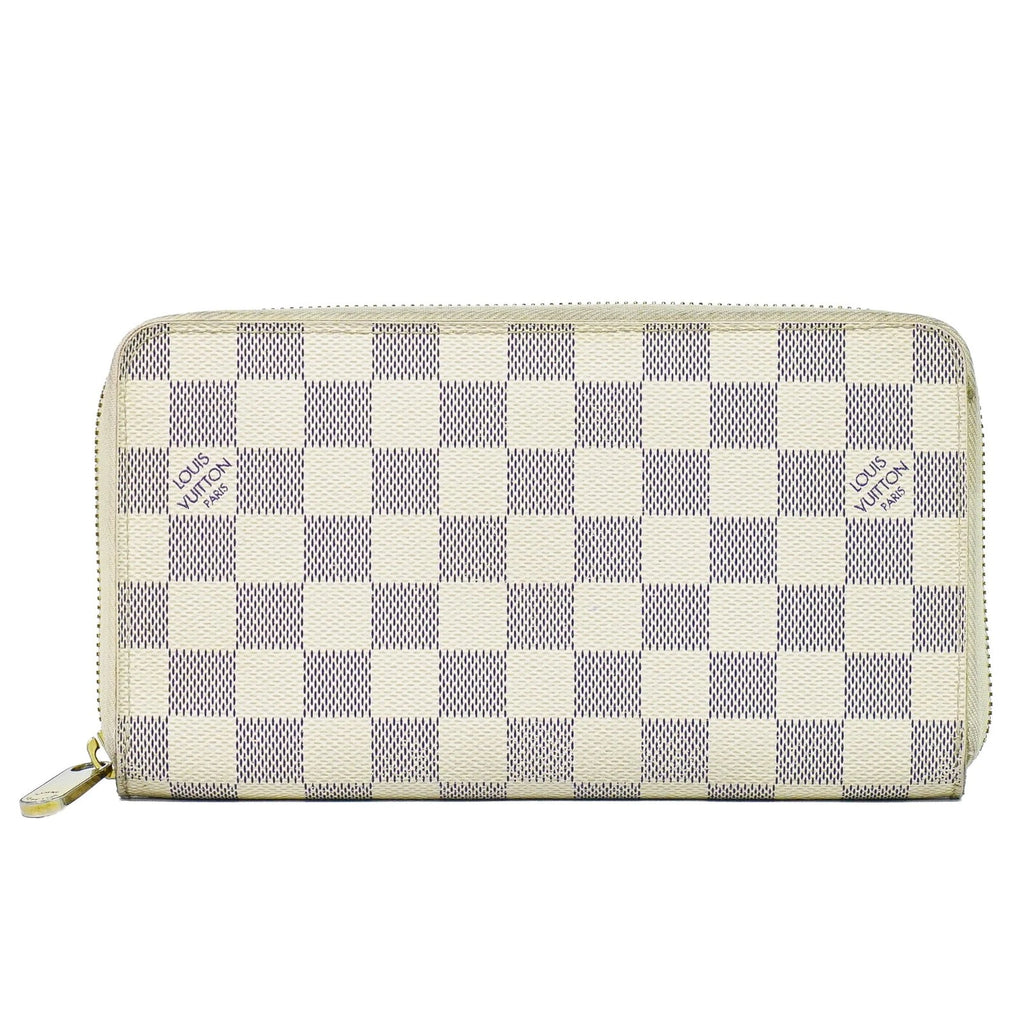 Louis Vuitton Zippy Organizer N60012 Damier Azur Canvas Wallet White