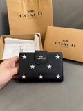 NEW COACH Medium Corner Zip Wallet With Star Print CW530 Black