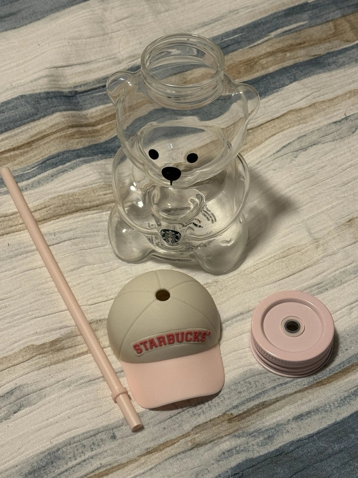 Starbucks Bearista Bear Cup Tumblers With Strawberry Topper Baseball Cap