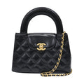 CHANEL Kelly Mini Shoulder Handbag Quilted Calfskin Black AS4416