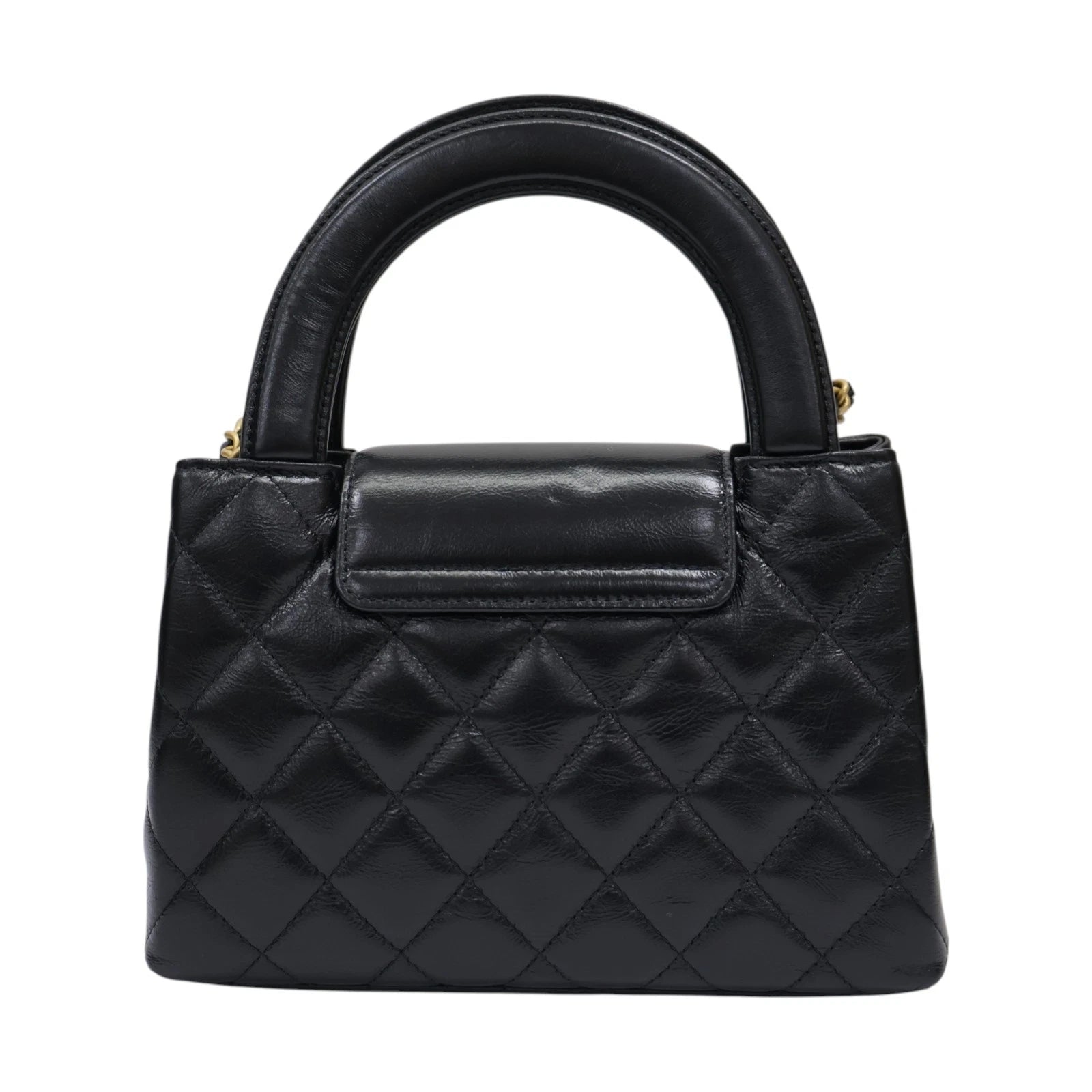 CHANEL Kelly Mini Shoulder Handbag Quilted Calfskin Black AS4416