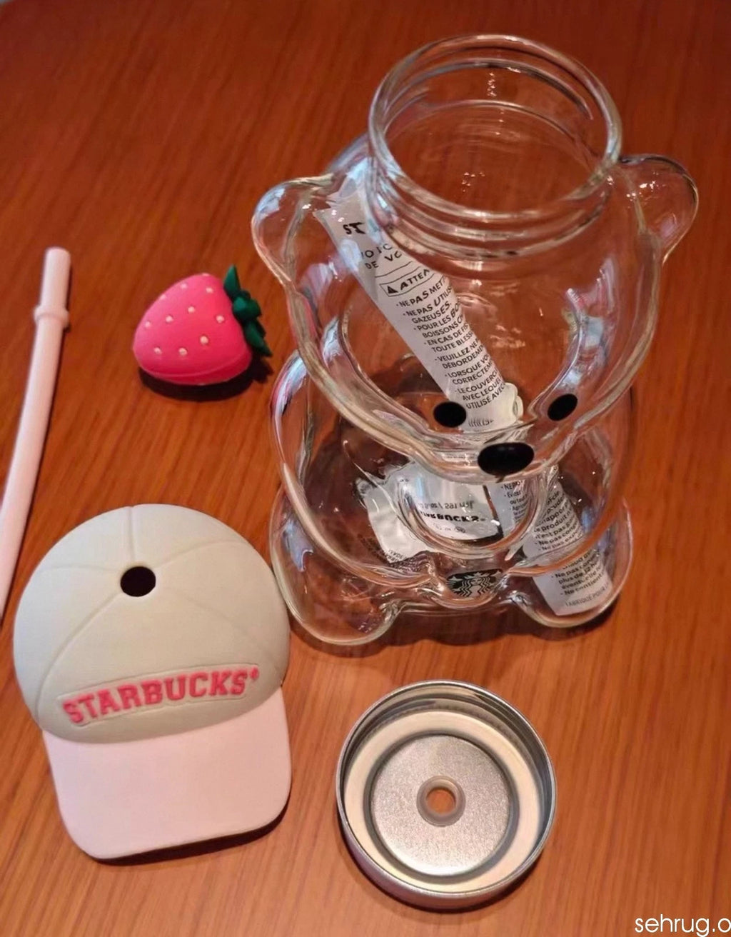 Starbucks Bearista Bear Cup Tumblers With Strawberry Topper Baseball Cap