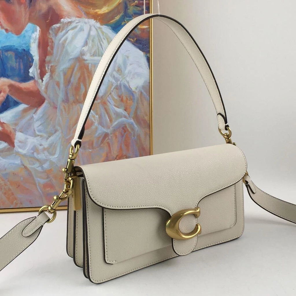 COACH CH857 Tabby 26 Shoulder Bag White Leather Crossbody Outlet New