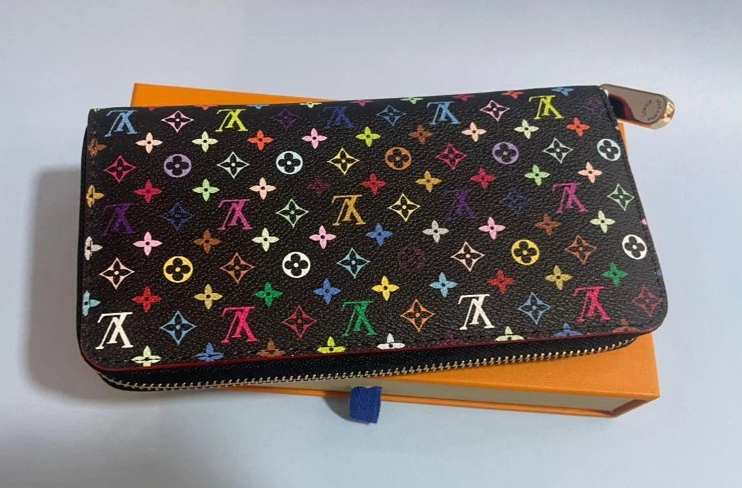LOUIS VUITTON Monogram Multicolor Takashi Murakami Zippy Long Wallet- Black