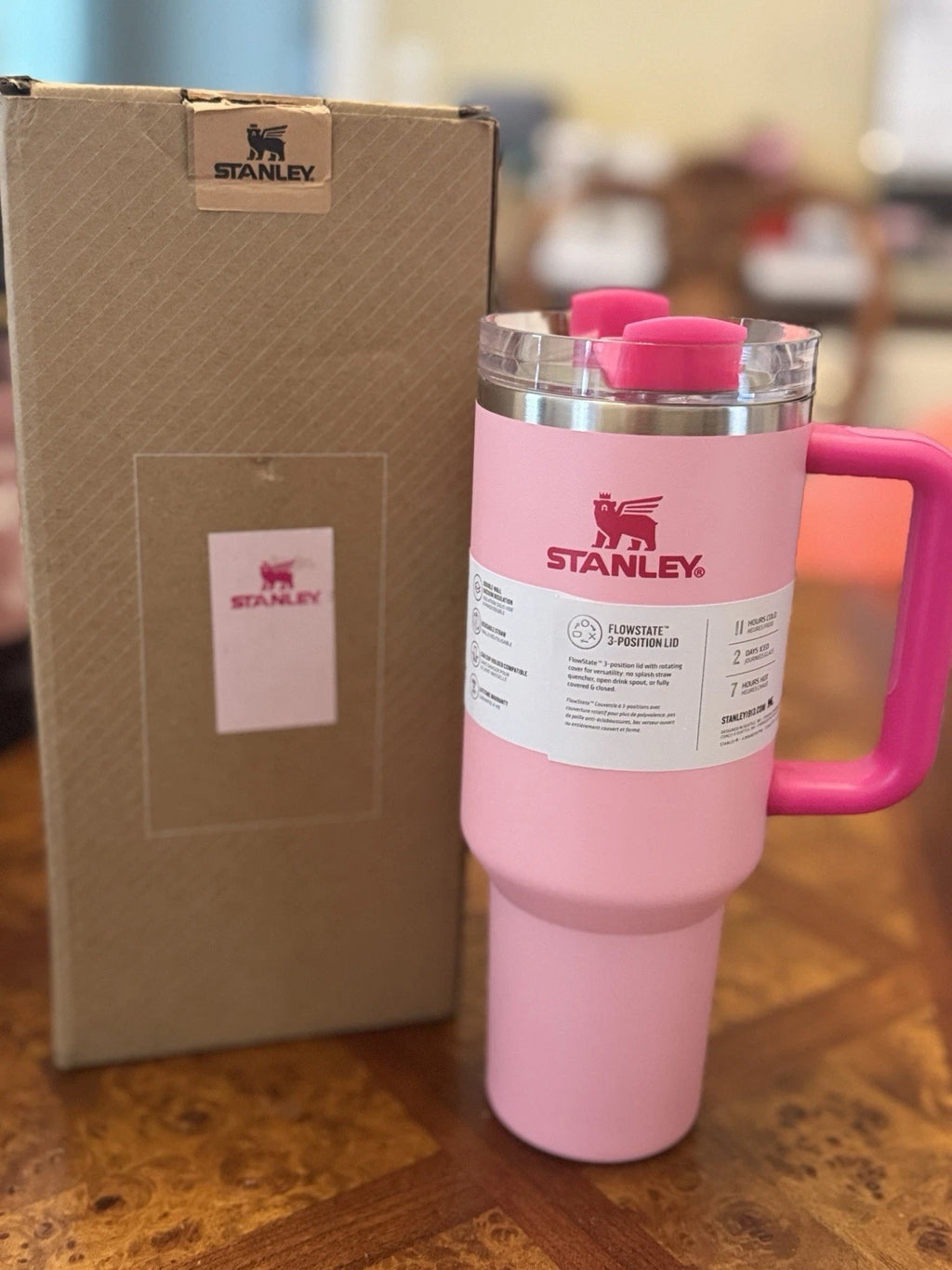 Stanley 40oz Flamingo Pink Tumbler Stainless Steel H2.0 FlowState Quencher