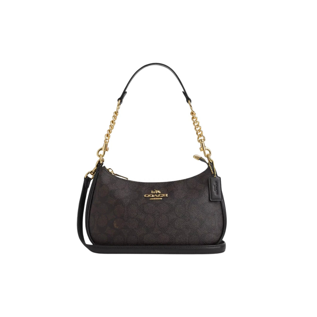 COACH CA548 Women’s Teri Shoulder Bag In Signature Canvas Gold/Brown Black