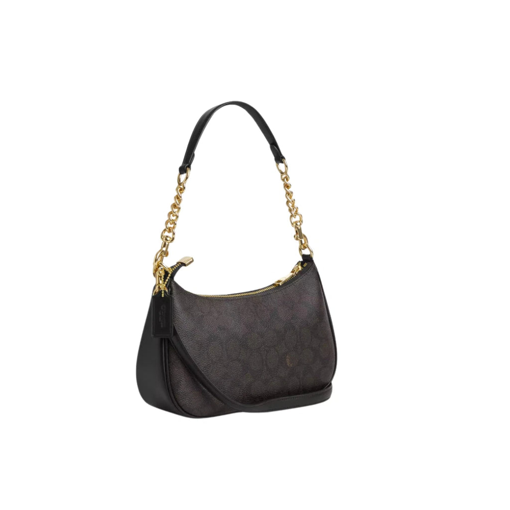 COACH CA548 Women’s Teri Shoulder Bag In Signature Canvas Gold/Brown Black
