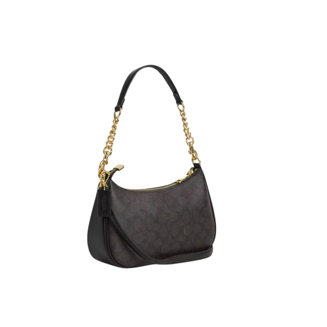 COACH CA548 Women’s Teri Shoulder Bag In Signature Canvas Gold/Brown Black