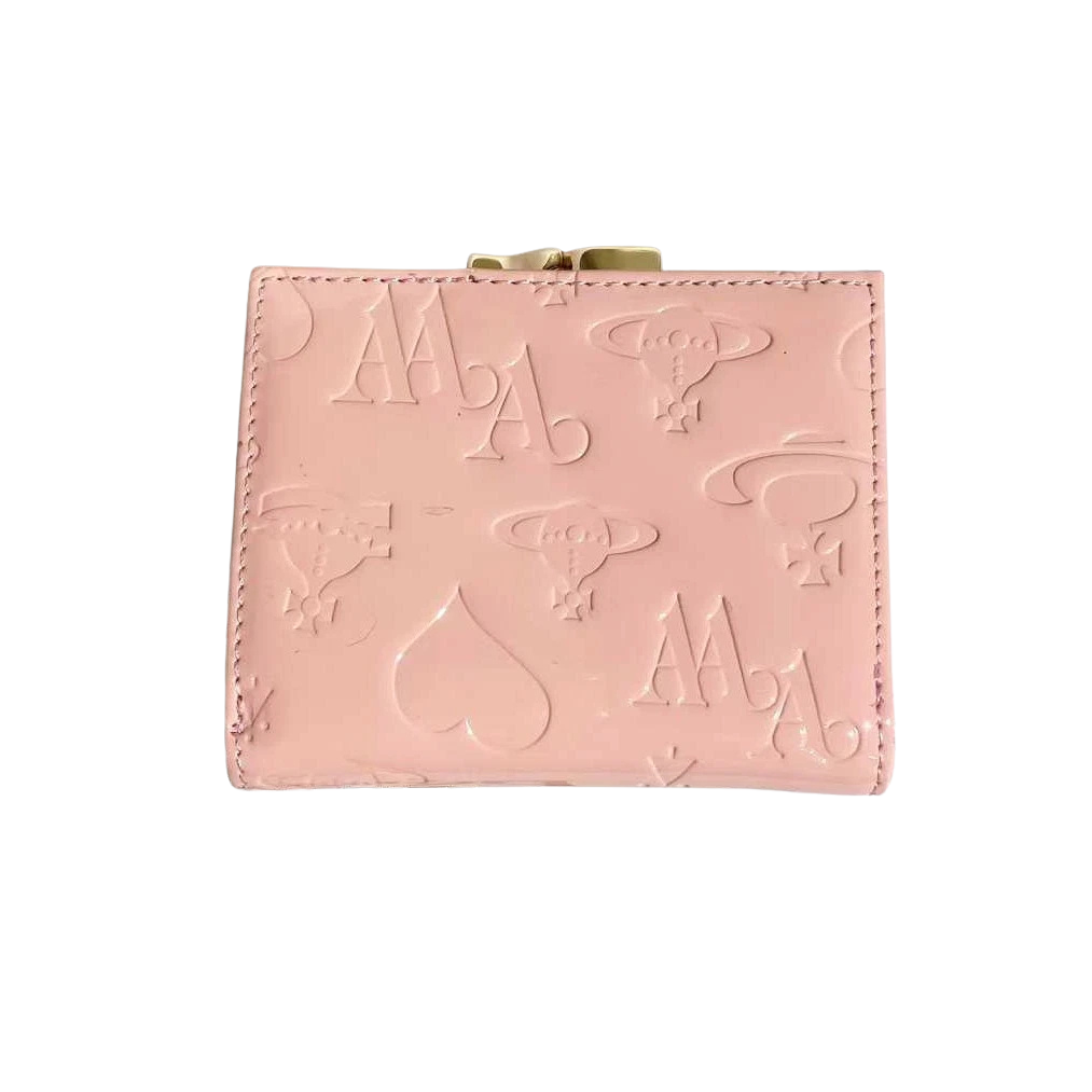 Vivienne Westwood Gamaguchi Trifold Wallet Pink/Gold orb Patent leather F/S