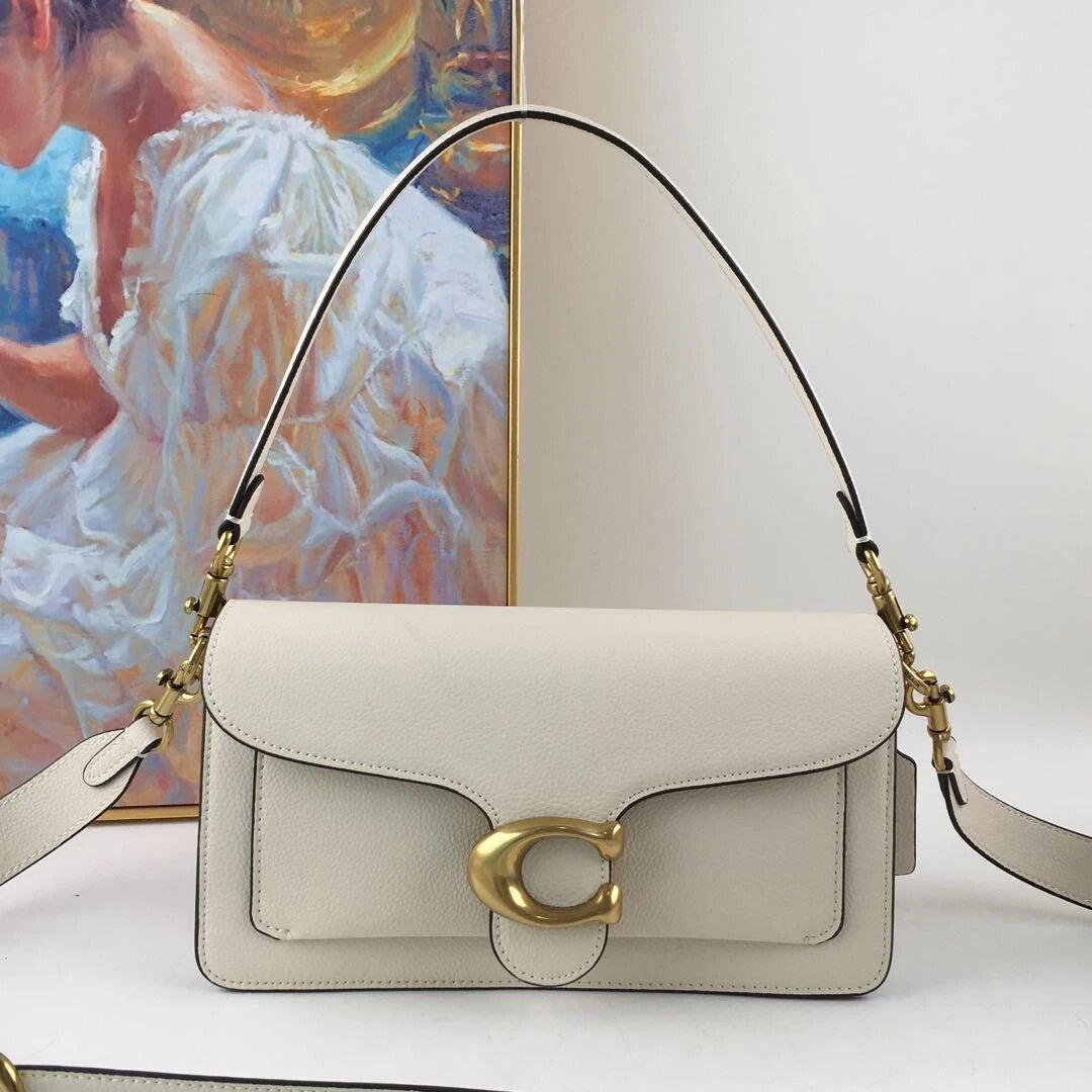 COACH CH857 Tabby 26 Shoulder Bag White Leather Crossbody Outlet New