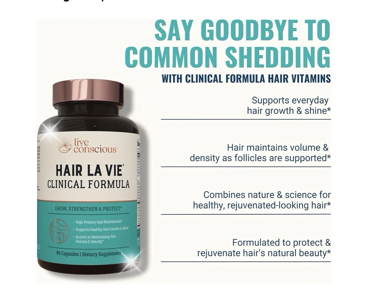 Hair La Vie Live Conscious Clinical Formula Hair Growth for Women & Men 90 Caps New