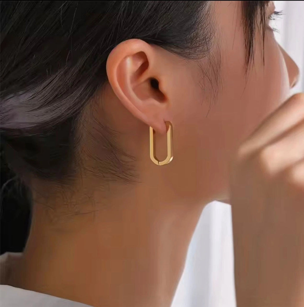 Square Hoop Earrings Stainless Steel Minimalist Punk Unisex Rock Jewelry Gifts