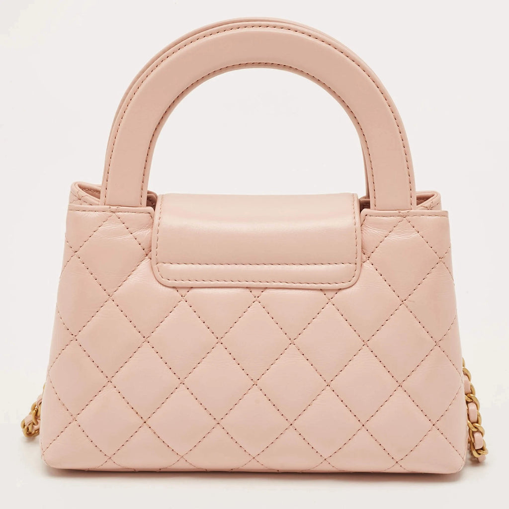 CHANEL Kelly Mini Shopping Pink Shiny Calfskin Quilted Handbag Crossbody Bag 23K