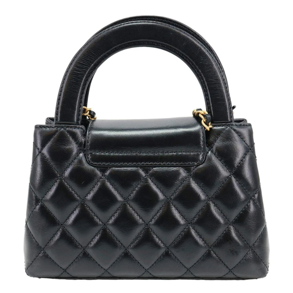 Chanel Kelly Top Handle Shopping Bag Quilted Shiny Aged Calfskin Mini