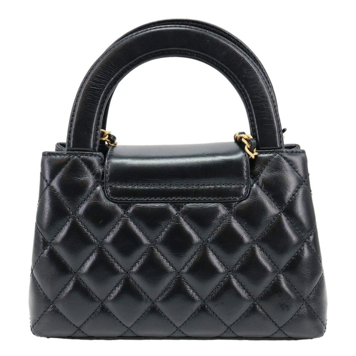 Chanel Kelly Top Handle Shopping Bag Quilted Shiny Aged Calfskin Mini